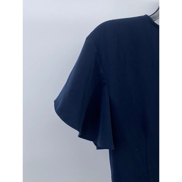 POMELO Women’s Navy Blue Front Knot Short Sleeve Crop Top SZ L - Picture 4 of 11